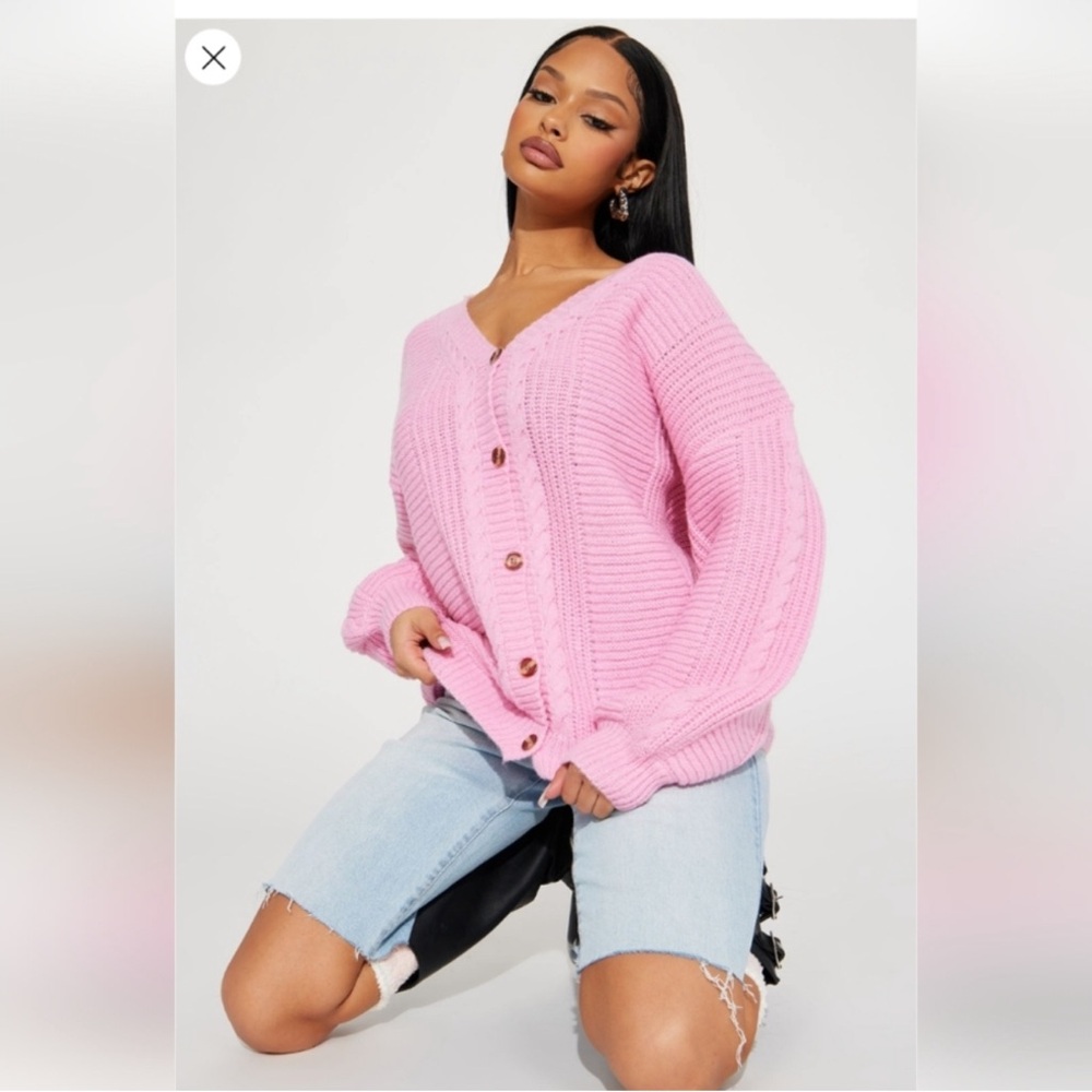 Fashion Nova Pink Knit Cardigan